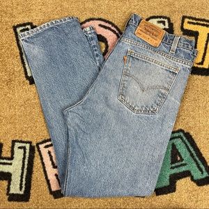 Levi’s 505 Orange Tab Straight Leg Blue Wash Button Zip Up Denim 90s Jeans Pants